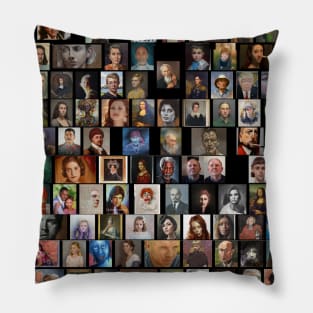 The Random Set of Portraits Painted with Oil Paints Pillow