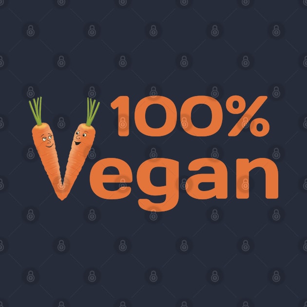 100% Vegan – carrots with cartoon faces by Crystal Raymond