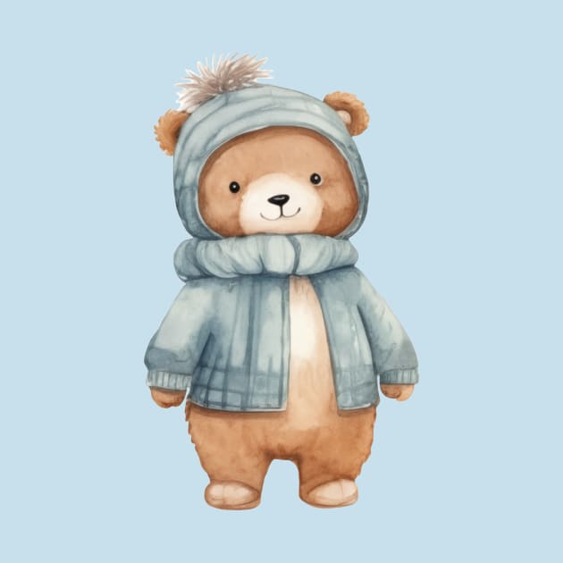 fat bear wearing a winter scarf by YoulStyle