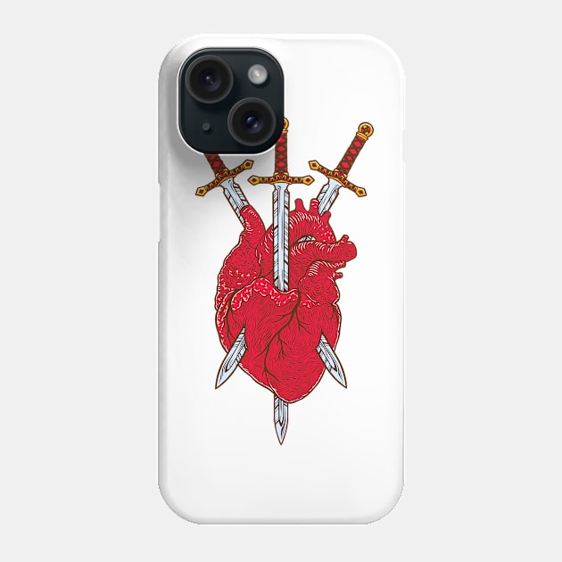 Tarot card - Three Of Swords Phone Case by OccultOmaStore