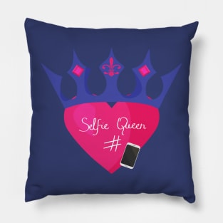 Selfie Queen Heart and Crown Pillow