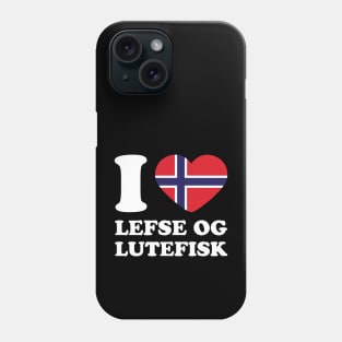 I love Lefse and Lutefisk Norwegian Flag Heart Phone Case