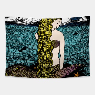 Mermaid by the Ocean | Vintage Mermaids | Tapestry