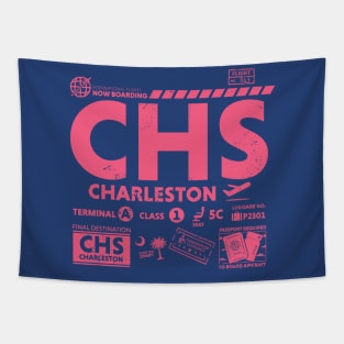 Vintage Charleston CHS Airport Code Travel Day Retro Travel Tag Tapestry