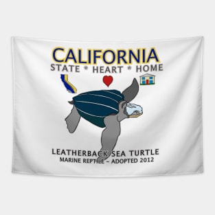 California - Leatherback Sea Turtle - State, Heart, Home Tapestry