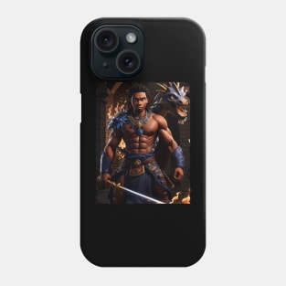 "Inferno's Edge: Warrior's Flaming Dragon Sword" Phone Case