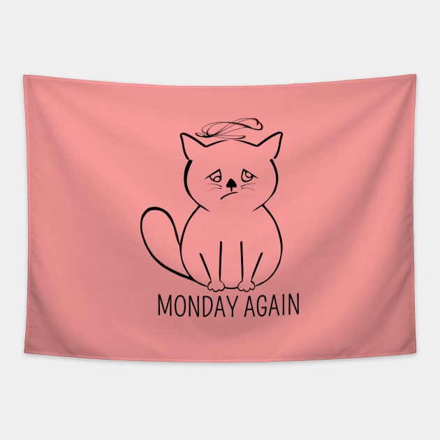 Monday morning - Exhausted cat Tapestry by Saishaadesigns