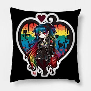 Rainbowcore Heart Dripped gothic style Pillow