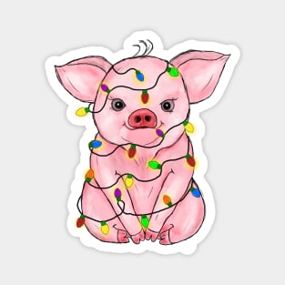 Cute Pig Christmas Lights Magnet