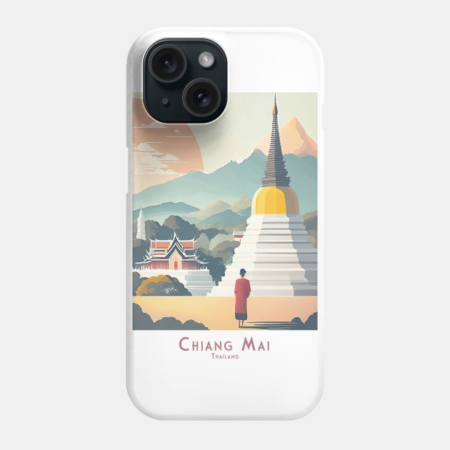 Abstract Chiang Mai Sunset Serenity - Retro Vintage Travel Phone Case by POD24