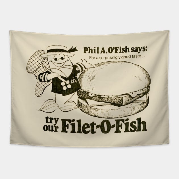 Retro Fish Filet Tapestry by Meat Beat