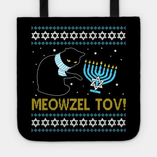 Meowzel Tov Black Cat Funny Hanukkah Chanukah Men Women Kids Tote