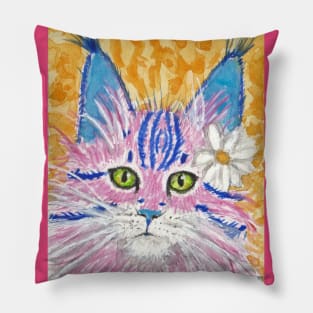 Pink fluffy cat Pillow