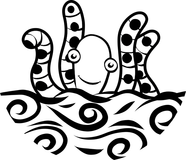 Friendly black & white Octopus Kids T-Shirt by SubtleSplit