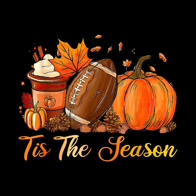 Pumpkin Spice Football Tis The Season Fall Thanksgiving by nakaahikithuy