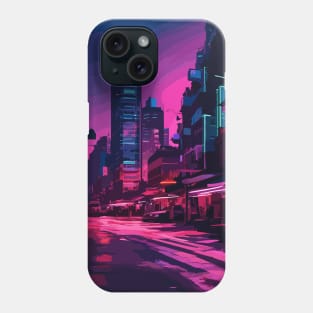 Neon Lit Cityscape Phone Case