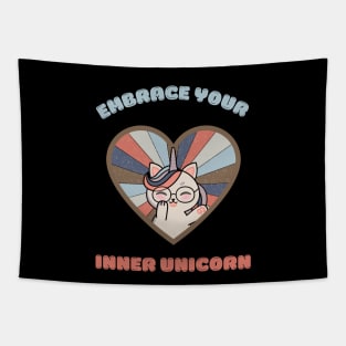 Embrace your inner unicorn - a cute kawaii caticorn Tapestry