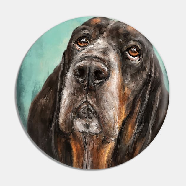 Painting of a Basset Hound Dog Looking Up Turquoise Background Pin by ibadishi