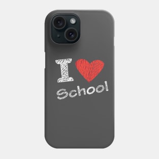 I love My School Charcoal Slogan. Back to school. Hello School Autumn Graphic design print Phone Case