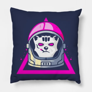 Cat Astronout smoking in Baddass Style Pillow