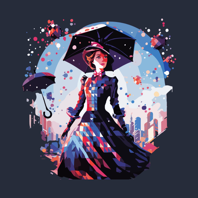 Bright Cyberpunk Mary Poppins Original Lineart by Unicorn Formula