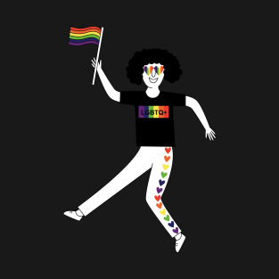 Happy man with rainbow flag celebrate Pride Parade T-Shirt