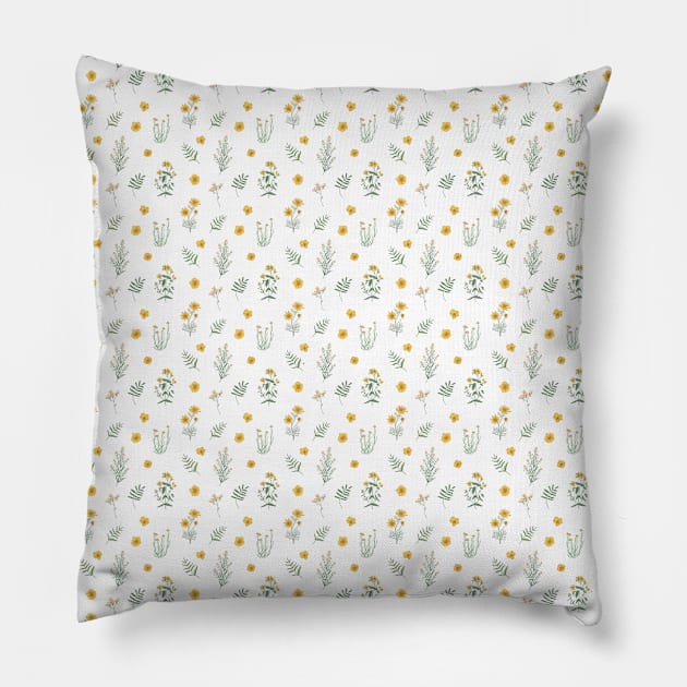 Flowers & leaves seamless pattern Pillow by Cylien Art