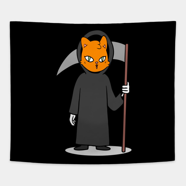Cat Grim Reaper Halloween Shirt Halloween Gifts Tapestry