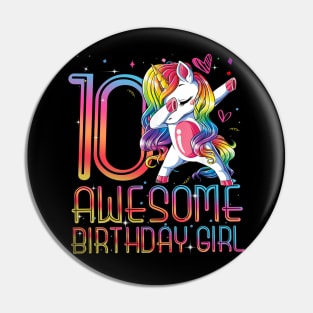 12th Birthday Girl 12 Years Old Awesome Unicorn Dabbing Bday Pin