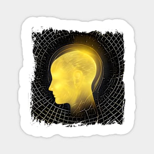 thinking luminous golden head brain Magnet