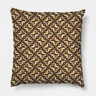 golden geometric floral repeated pattern Pillow