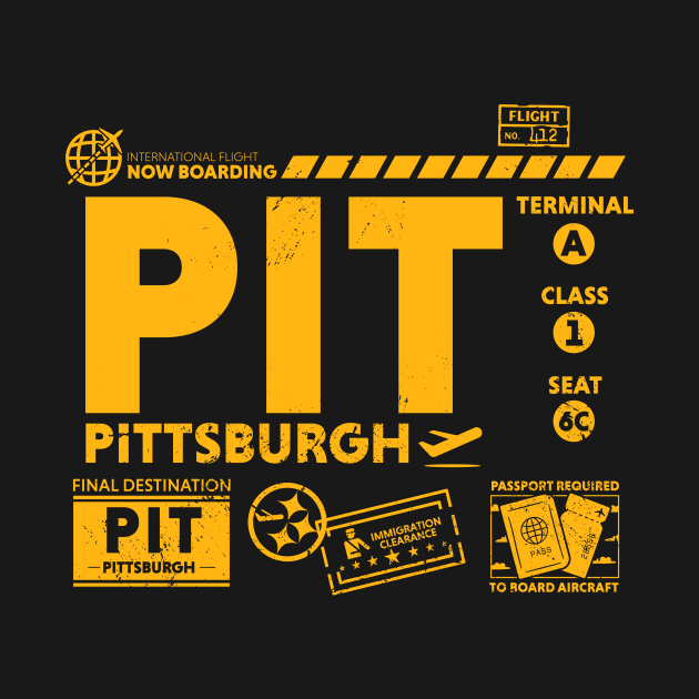 Vintage Pittsburgh PIT Airport Code Travel Day Retro Travel Tag by Now Boarding