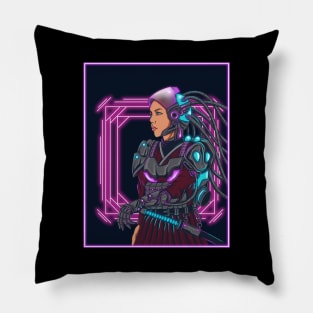 cyberpunk samurai woman Pillow