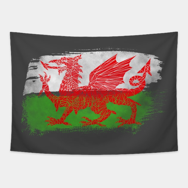 Geometric Welsh Dragon Flag Tapestry by jonrjones