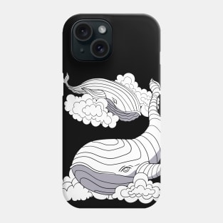 space whales black and white Phone Case