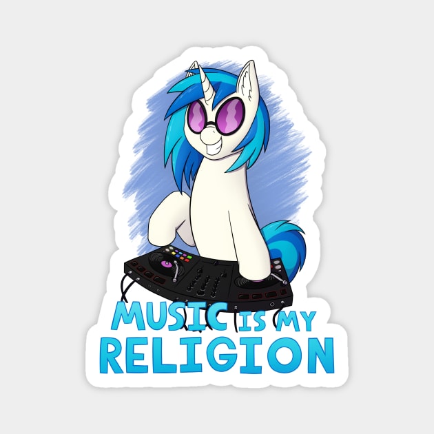 Music is my Religion (Vinyl Scratch) Magnet by Heartbeat Unicorn