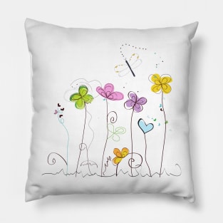 Abstract decorative spring flowers Pillow