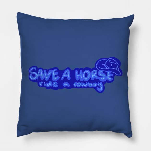 Save a horse ride a cowboy neon sign Pillow by gremoline