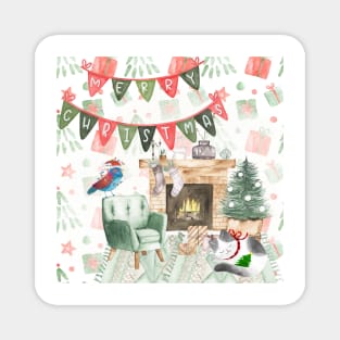 Cozy Christmas with Cats Magnet