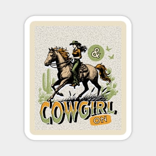 Cowgirl On (western girl riding horse) Magnet