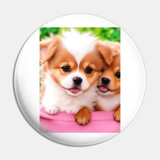 Cute puppies in a basket Pin