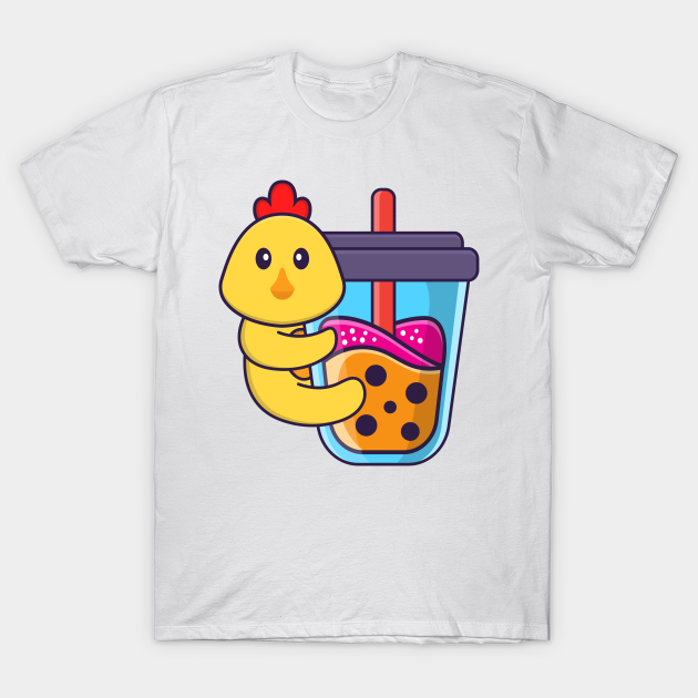 Cute chicken Drinking Boba milk tea - Boba Milk Tea - T-Shirt