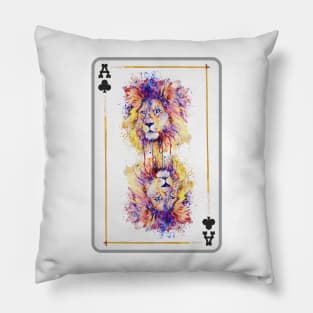 Lion Head Ace of Clubs Playing Card Pillow