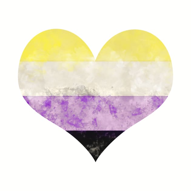 Nonbinary Pride Heart - Watercolor by MeowOrNever