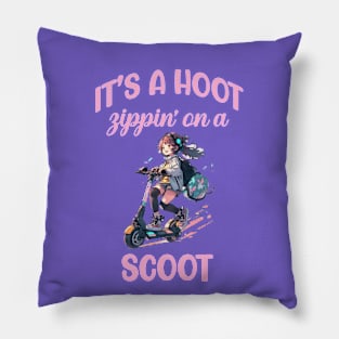 It's a hoot zippin' on a scoot e scooter Pillow