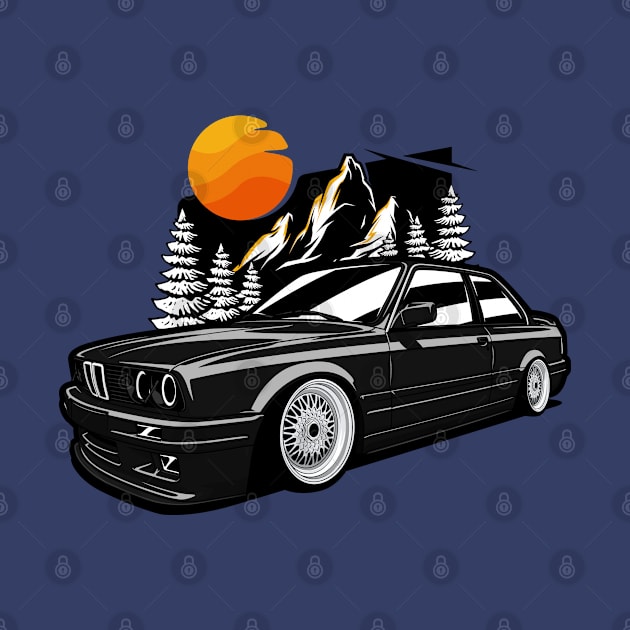 Black E30 Classic Coupe In Nature by KaroCars