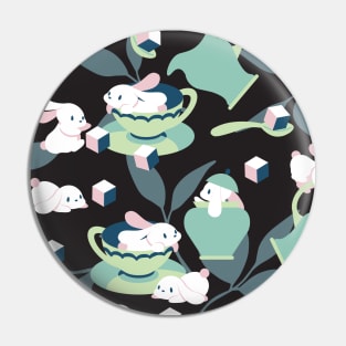 Rabbit Tea Party Art III Pin