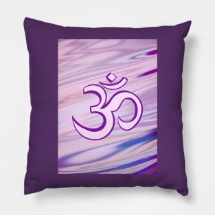 Purple and Pink Satin Vibrant Om Hindi Graphic Pillow