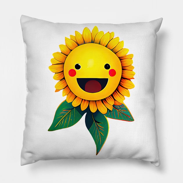 Bright and Cheerful Sunflower Pillow by Vooble