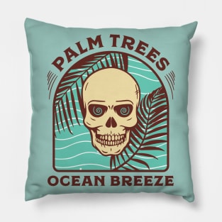 Palm Trees Ocean Breeze Skeleton Pillow